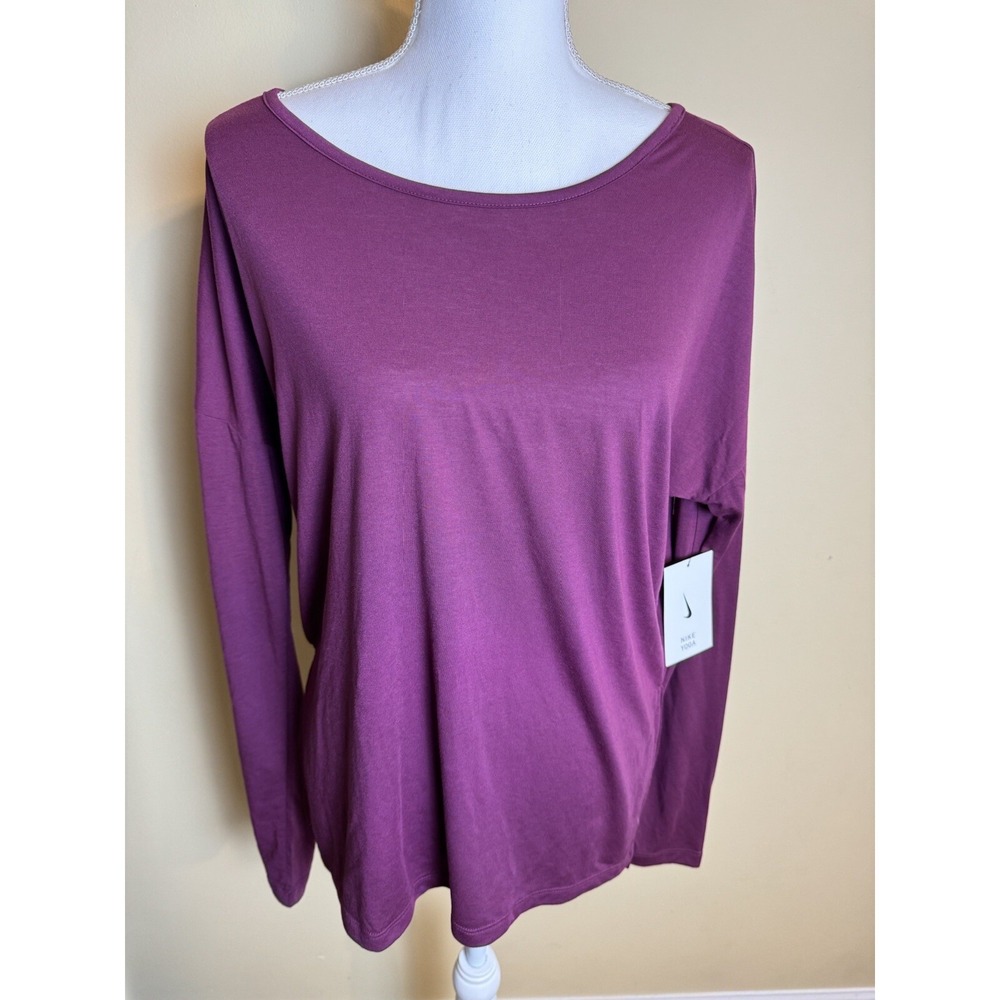NIKE DRI-FIT Long SleeveShirt Women's M Purple Athletic  Workout Yoga Running